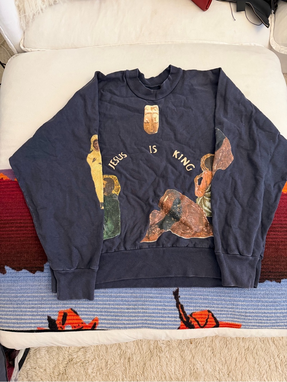 Yeezy Jesus Is King Graphic Crewneck Sweatshirt - gray